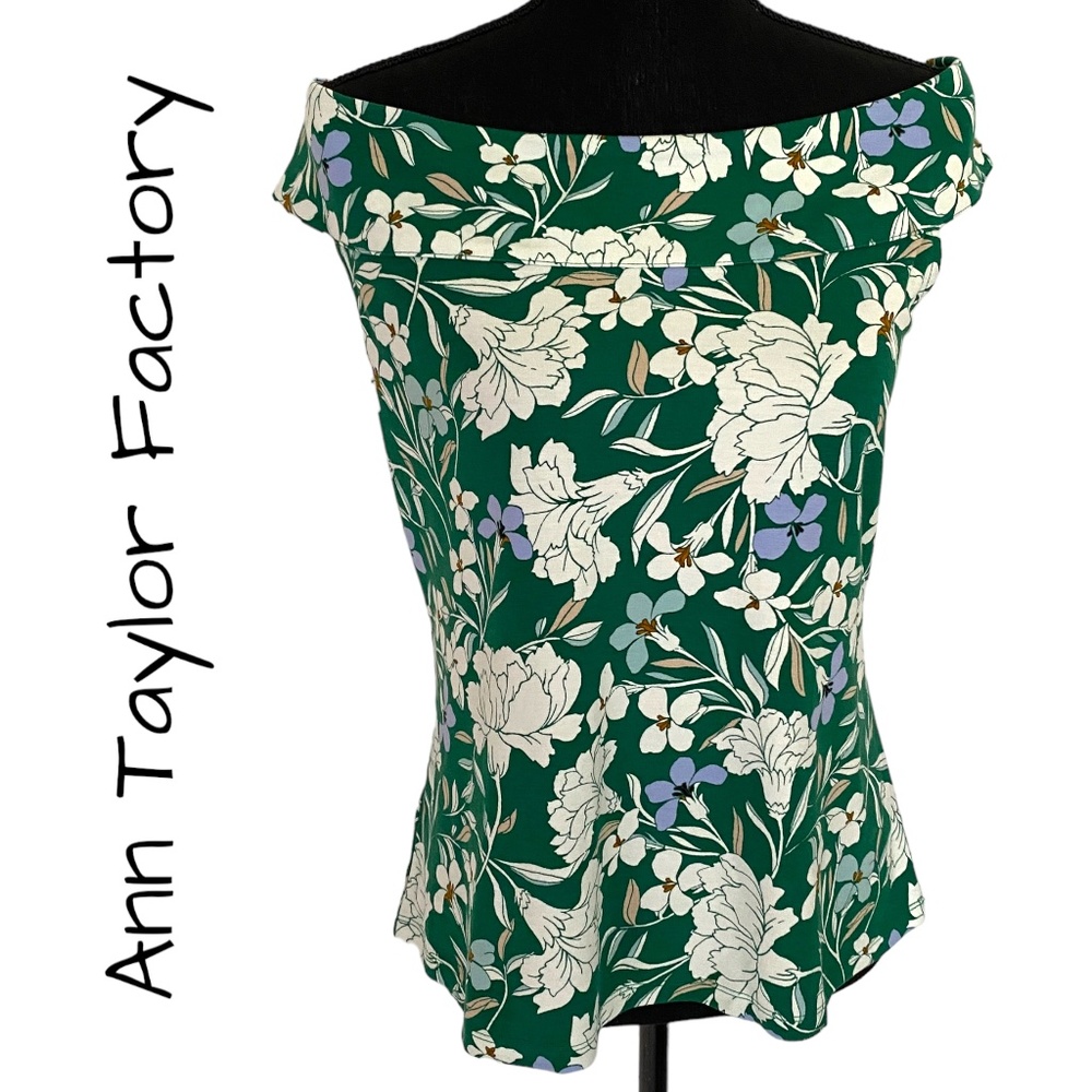 ANN TAYLOR FACTORY Gorgeous Floral Over the Shoulder Sleeveless Top, Size Large